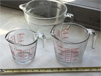 Anchor Hocking 8 cup bowl, 4 cup measure and 2