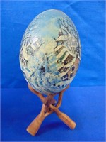 Hand Painted Emu Egg With Stand
