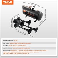 VEVOR Train Horns Kit, 4 Trumpet Air Horn Kit