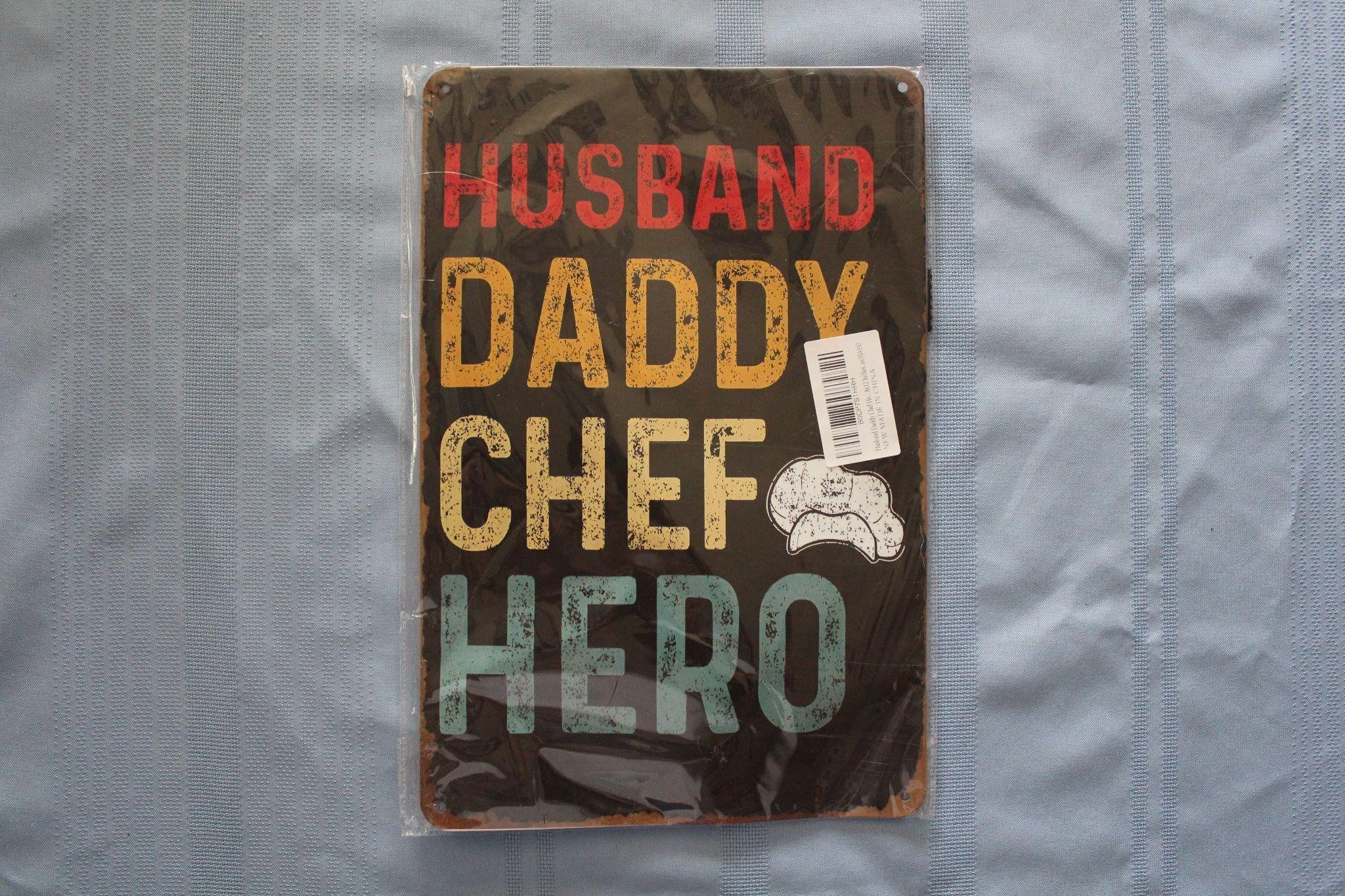 Retro Tin Sign: Husband Daddy Chef Hero