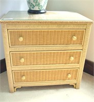 WICKER GLASS TOP CHEST