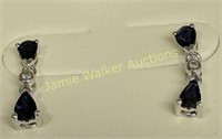 14k White Gold Diamond Sapphire Earrings