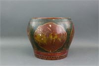 Chinese Old Wood Lacquer Bucket