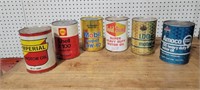 6 vintage oil cans mobile with product