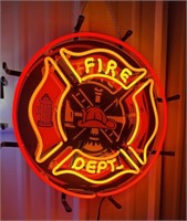 Firefighter Fire Department 17"x17" Glass Neon Lig