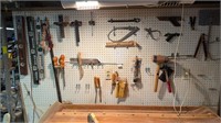 Wall lot of tool including woodcarving tools,