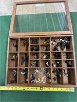 13 Plastic Figs, Pewter Parts & Display Case