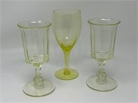 Vaseline Glass Water Goblet Wine Glass