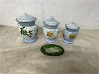 CAPRIWARE CANISTERS AND GREEN PLATE