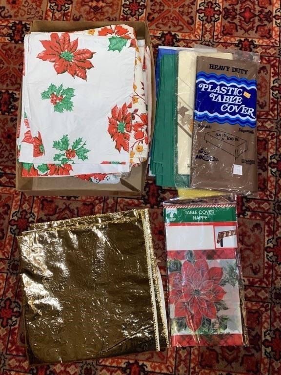 LOT OF ASSORTED TABLE COVERS