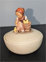 Vintage Hummel Chick Girl Lidded Bowl/Candy Dish