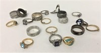 Lot of Mixed Size Costume Jewelry Rings