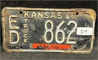 1966 KANSAS LICENSE PLATE