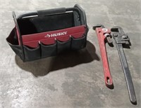 (KL) Husky Tool Bag ,  Drop Force Pipe Wrench
