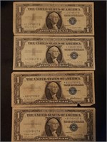 4- 1957 $1 Silver Certificates