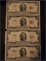 3- 1953 & 1-1963 $2 United States Red Notes