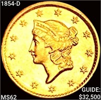 1854-D Rare Gold Dollar UNCIRCULATED