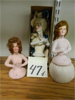 (3) Chalkware Style Half Dolls