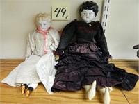 Victorian Blonde Hair & Black Hair China Dolls