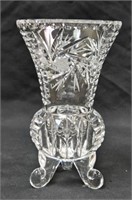 Lead Crystal Pinwheel Scroll Footed 5.5" T Vase