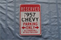 "Reserved 1957 Chevy Parking Only" Retro Tin Sign