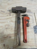 hand sledge & pipe wrench