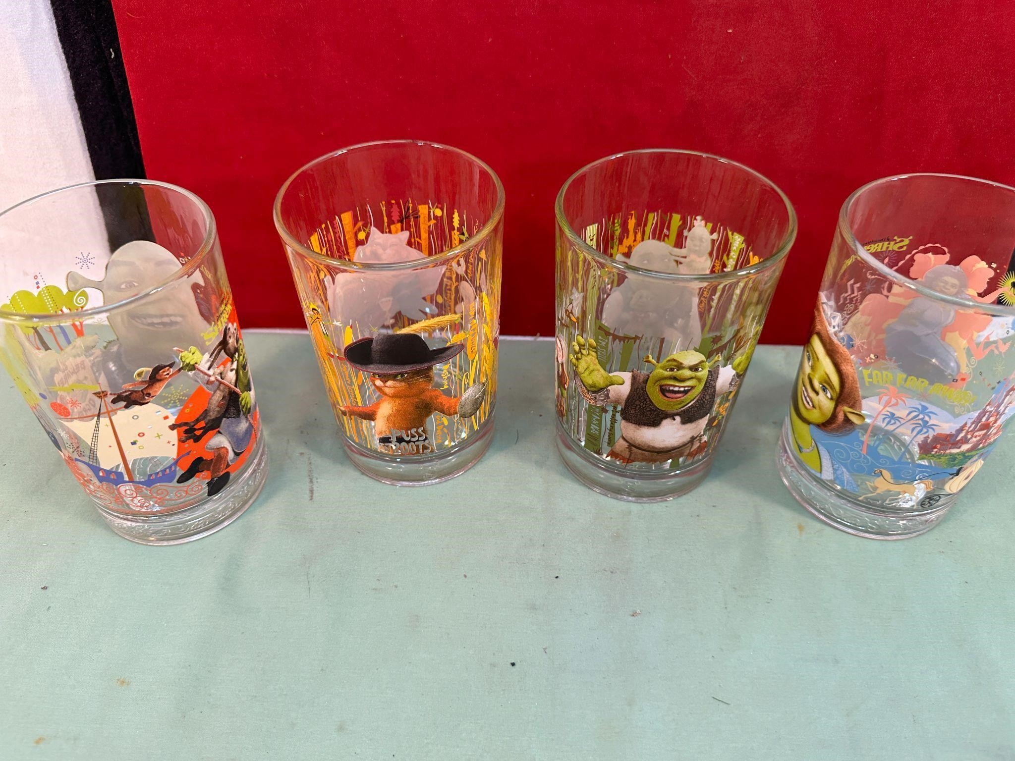 4 SHREK CHARACTER TUMBLERS -MC DONALD'S