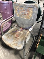 Square-back metal lawn chair rocker, gray