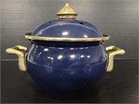 Small blue metal pot