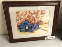 Original Unsigned Cabin Scene Watercolor