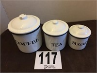 Vintage Enamel Ware Canister Set