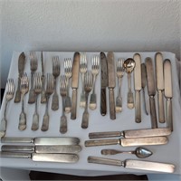 31 PIECE OLD FLATWARE WITH CASE