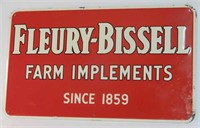 FLEURY- BISSELL FARM IMPLEMENTS EMBOSSED SST SIGN