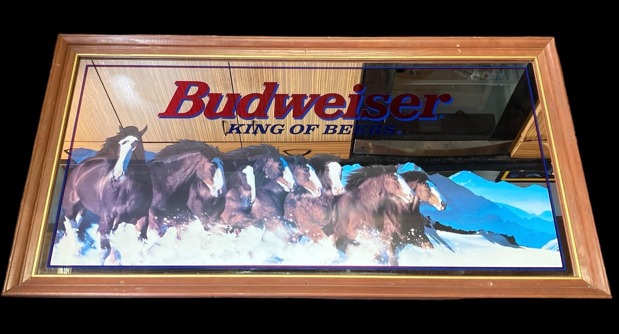 Framed 24x48” Budweiser Clydesdale Mirror