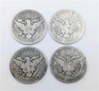 1911, 1912, 1914 &1915 Barber Half Dollars