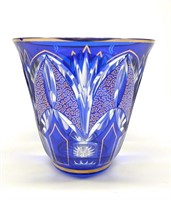 Bohemian Cobalt Blue Cut Crystal Vase