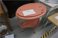 antique oval parlor table-painted pink