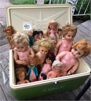 Igloo Cooler Full of Vintage Dolls