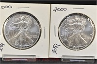 (2) American Silver Eagle Dollars: