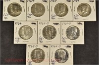 (9) Kennedy Silver Half Dollars: