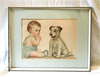 Charlotte Becker Baby with Dog  Art