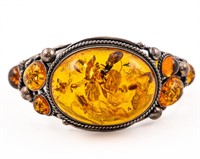 Beautiful Sterling Large Amber Bracelet