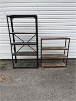 2 metal shelves. 59t, 30w, 12d and 36t, 30 1/2w,