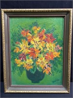 Colorful Impressionist Oil Flower Arrangement