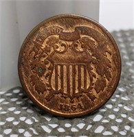 1864 TWO 2 CENT PIECE