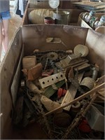 Group lot of twine, antique mirror, tools, etc.