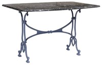 FRENCH MARBLE-TOP CAST IRON BISTRO TABLE