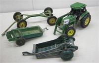 Ertl Tractor & Metal Wagon Base & Manure Spreaders