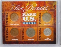 5 Decades of Rare US Coins 5 Coin Set.