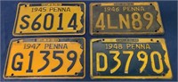 lot of 4 PA License Plates,1945,46,47,48